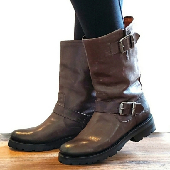 Frye Veronica Short Brown Leather Mid-Calf Boot - Picture 10 of 10